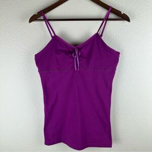 Y2K DEI Cami Tank Top Fuchsia Size XL Stretch Adjustable Strap Bow Detail VTG